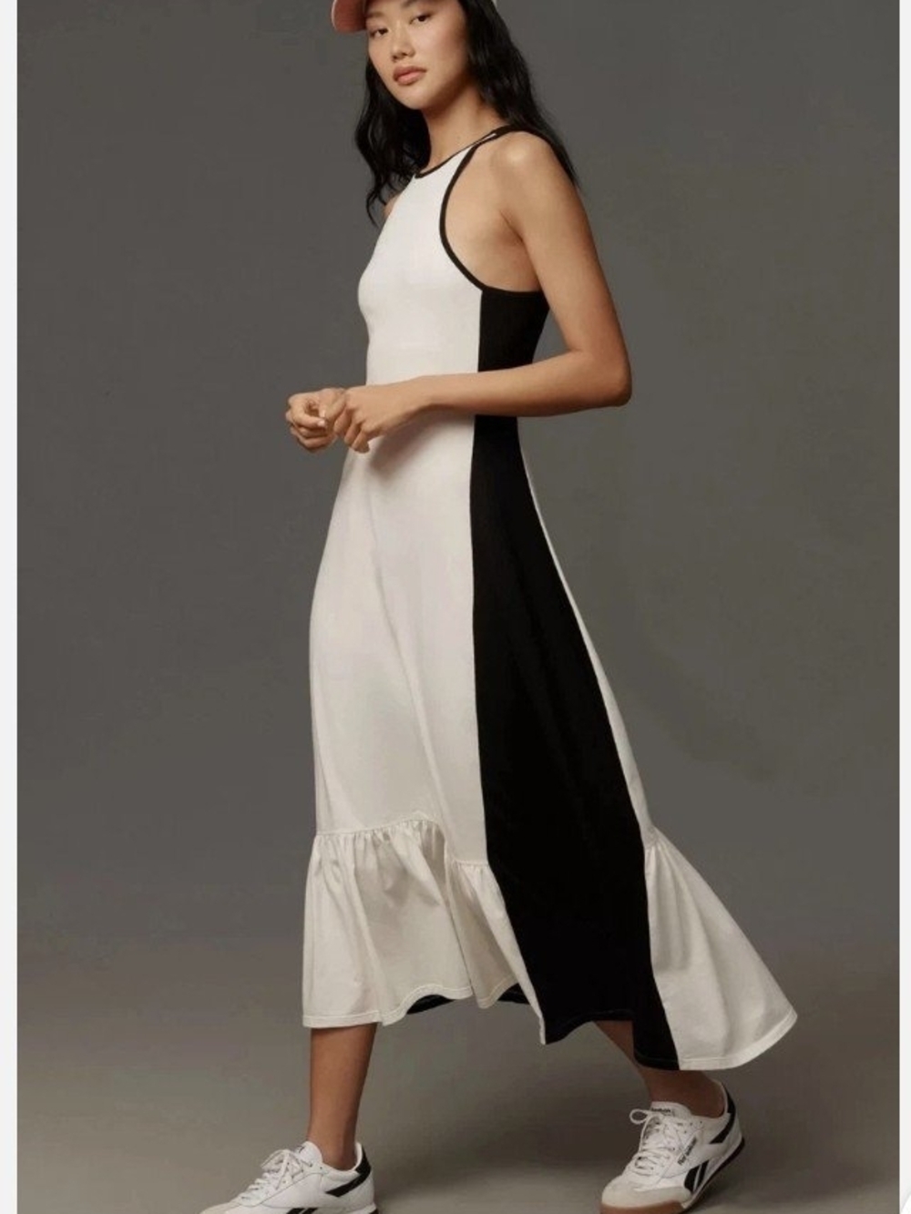 Anthropologie Black & White Contrast Panel Maxi Dress